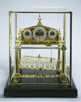 Lot 486 - Brass Rolling Ball Clock Height 17 inches,...