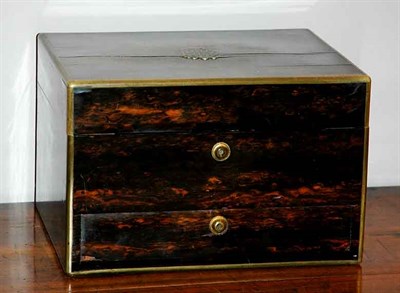 Lot 4282 - Victorian Brass Bound Calamander Toilet Box...