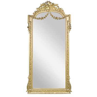 Lot 322 - Louis XVI Style Gold Painted Wood Pier Mirror...