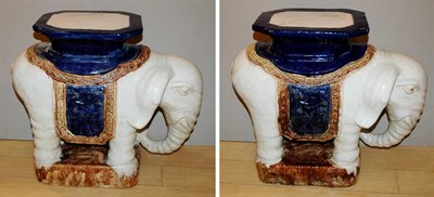 Lot 4186 - Pair of Ceramic Elephant-Form Stands Height 19...