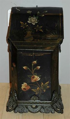Lot 4187 - Victorian Floral Decorated Tole Coal Bin...