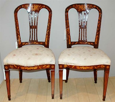 Lot 467 - Pair of Dutch Marquetry Inlaid Fruitwood Side...