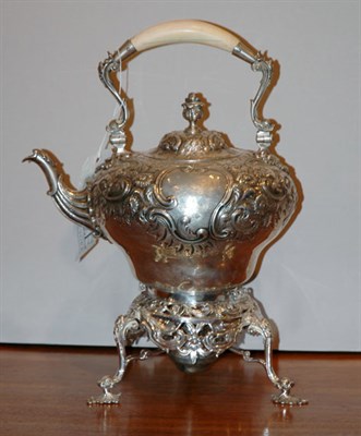 Lot 1215 - Victorian Silver Hot Water Kettle on Stand...