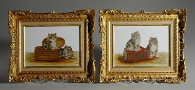 Lot 4777 - Pair of Paintings of Kittens Signed BB, each 6...