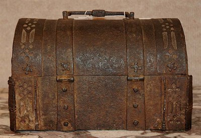 Lot 1466 - Continental Iron Casket 17th Century Of...
