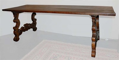 Lot 1107 - Continental Walnut Refectory Table The...