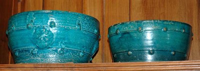 Lot 454 - Two Chinese Turquoise Glaze Bowls Height 4 1/2...