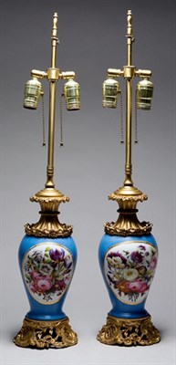 Lot 266 - Pair of Sevres Style Gilt-Metal Mounted and...