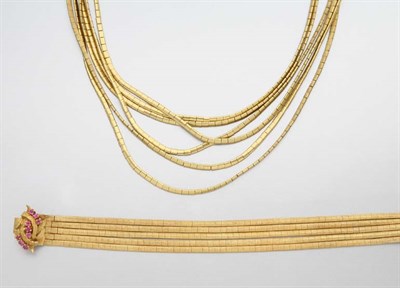 Lot 2303 - Multi-Strand Gold Neckalce and Bracelet
