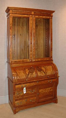 Lot 457 - American Victorian Burl-Wood Secretary Height...