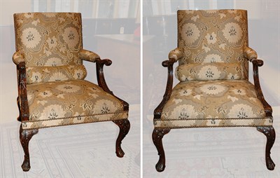 Lot 534 - Pair of Georgian Style Carved Mahogany Library...