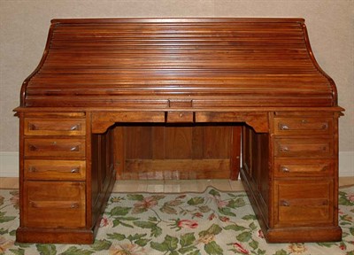 Lot 196 - Late Victorian Style Mahogany Role Top Desk...