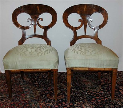 Lot 308 - Pair of Biedermeier Walnut Side Chairs 19th...