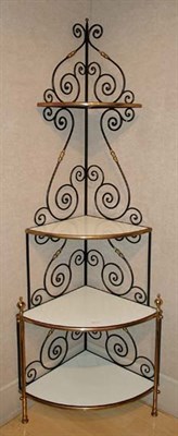 Lot 200 - Brass and Painted Corner Etagere Height 6 feet...