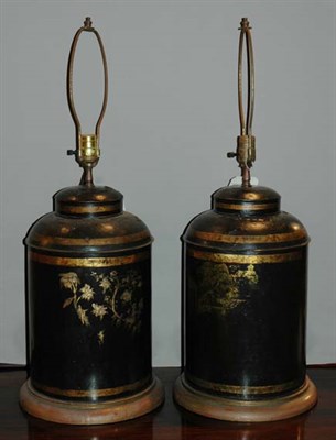 Lot 221 - Pair of Victorian Chinoiserie Decorated Tole...