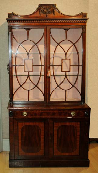 Lot 241 - Federal Style Mahogany Bookcase Cabinet Height...