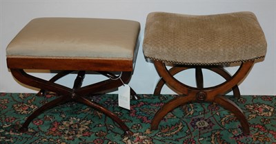 Lot 229 - Two Neoclassical Walnut Curule Stools Height...