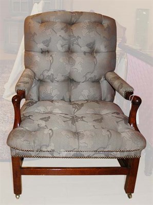 Lot 251 - Georgian Style Upholstered Mahogany Library Chair