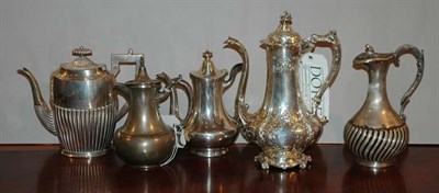 Lot 300 - Group of Five Silver Coffee Pots Total...