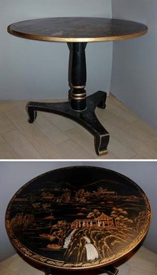 Lot 283 - Chinoiserie Decorated Black Painted Pedestal...