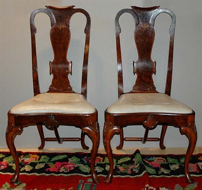 Lot 284 - Set of Eight Queen Anne Style Walnut Dining...