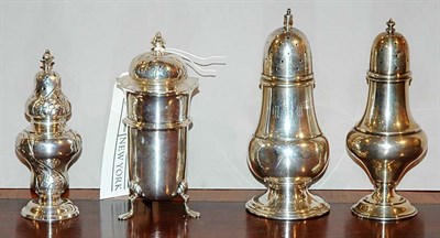 Lot 313 - Four Continental Silver Casters Total...
