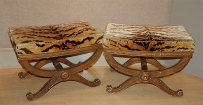 Lot 177 - Pair of Neoclassical Style Gilded Curule Stools