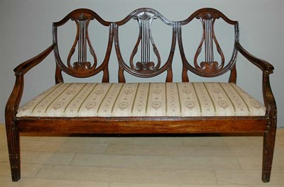 Lot 183 - Provincial Louis XVI Style Walnut Triple Chair...