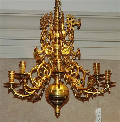 Lot 456 - Dutch Baroque Style Brass Eight-Light Chandelier