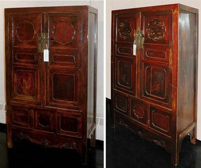 Lot 1148 - Pair of Asian Lacquered Two-Door Cabinets...