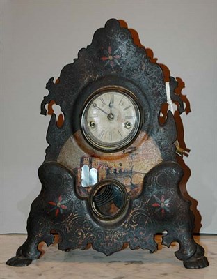 Lot 372 - American Cast Metal Clock Height 17 inches.