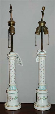 Lot 376 - Pair of French Porcelain Columnar Two-Light...