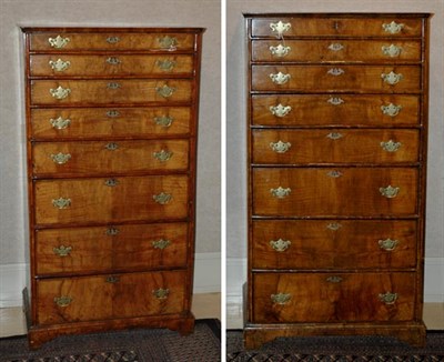 Lot 417 - Pair of George III Style Walnut Tall Chests...