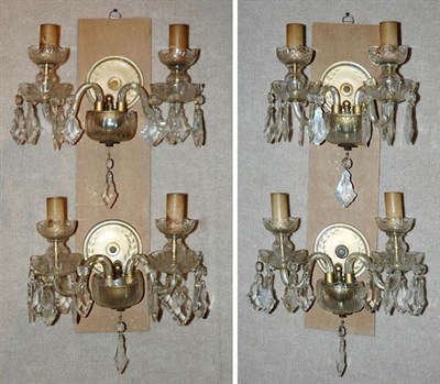 Lot 425 - Set of Four Louis XV Style Cut Glass Two-Light...