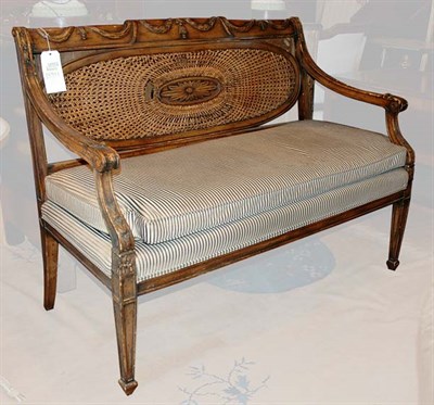 Lot 393 - Neoclassical Style Fruitwood and Caned Bench...
