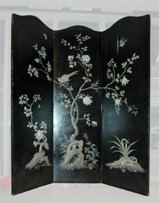 Lot 533 - Bird and Floral Decorated Three-Panel Screen...