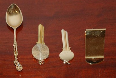 Lot 264A - 14 Kt. Gold Christening Spoon, Two Keys, and...