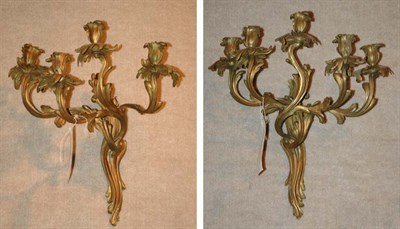 Lot 463 - Two Rococo Style Gilt-Metal Sconces Comprising...
