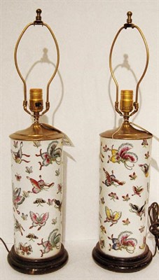 Lot 467 - Pair of Asian Ceramic Columnar Lamps Height 26...