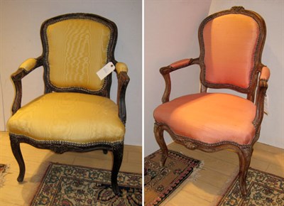 Lot 237 - Two Louis XV Style Carved Walnut Fauteuils