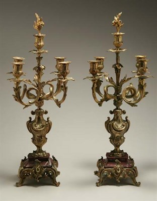 Lot 3703 - Pair of Louis XV Style Gilt-Bronze and Rouge...