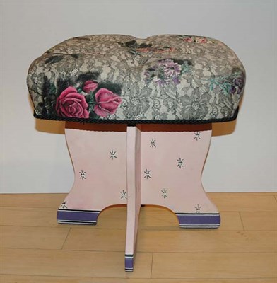 Lot 1565 - Fornasetti Upholstered Pink Painted Stool...