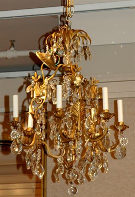Lot 315 - Louis XV Style Gilt-Metal and Glass Six-Light...