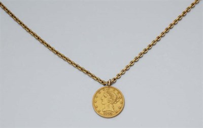 Lot 2220 - Gold Coin Pendant and Gold-Filled Chain