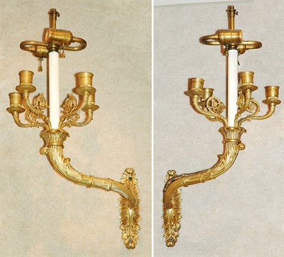 Lot 3183 - Pair of Empire Style Gilt-Metal Two-Light...