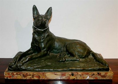 Lot 1418 - Bronze Figure of a German Shepherd After a...