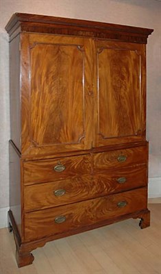Lot 407 - George III Mahogany Linen Press Height 6 feet...