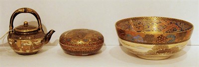Lot 299 - Satsuma Miniature Teapot; Together with a...
