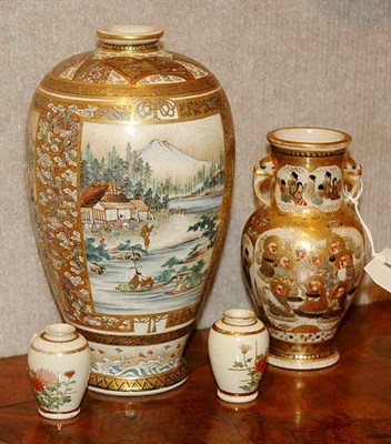 Lot 298 - Group of Four Satsuma Vases Including a pair...