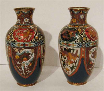 Lot 289A - Pair of Asian Cloisonne Vases Height 8 inches.